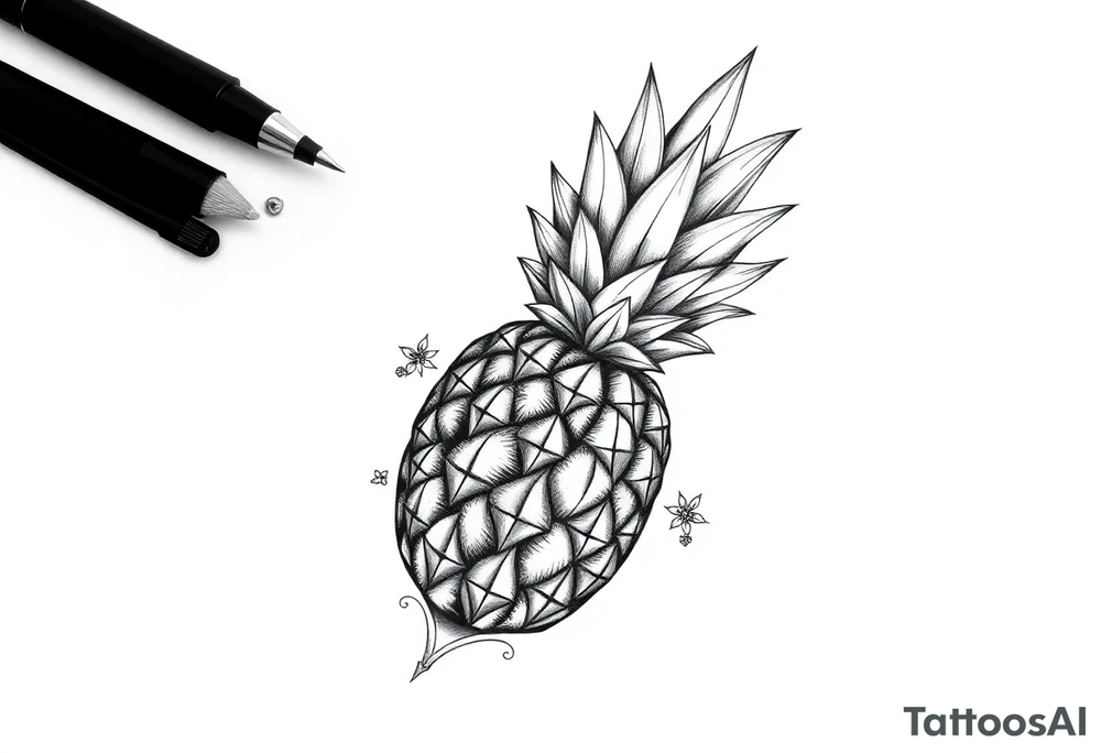 , pineapple, crown, diamonds, vagina, anus tattoo idea