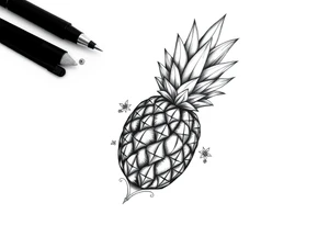 , pineapple, crown, diamonds, vagina, anus tattoo idea