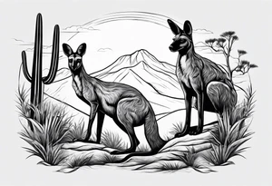 Outback, a kangaroo, a dingo and an emu. tattoo idea