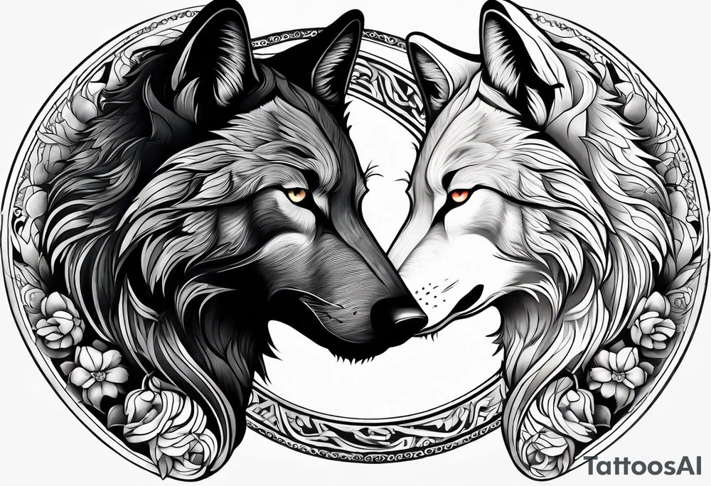 black wolf and white wolf in a ying yang style tattoo idea black wolf and white wolf in a ying yang style tattoo idea