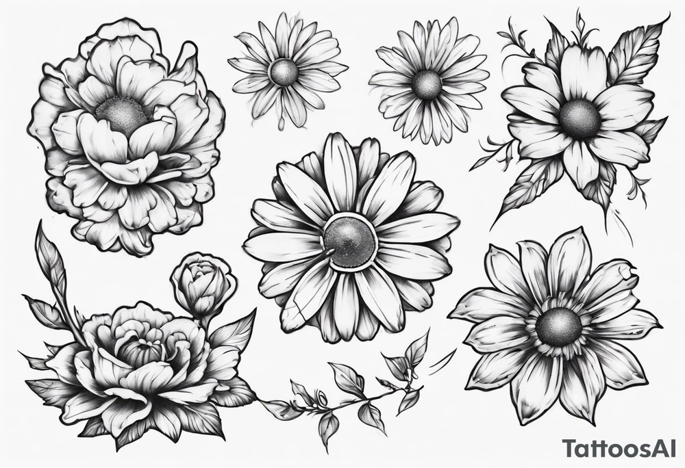 A part of fancy house and a daisy tattoo idea
