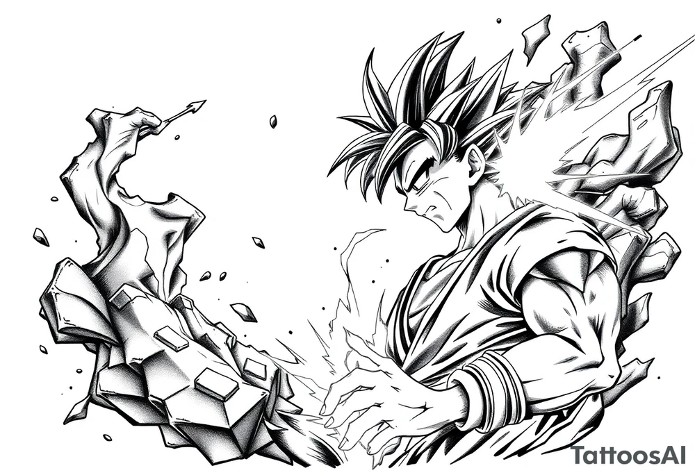 legendary dragonball z scene with energy aura and power effects tattoo idea