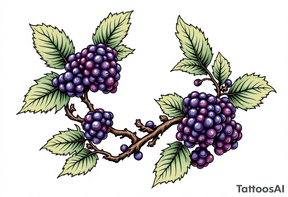 American traditional style Blackberry vine in a line tattoo idea