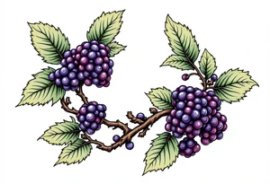 American traditional style Blackberry vine in a line tattoo idea