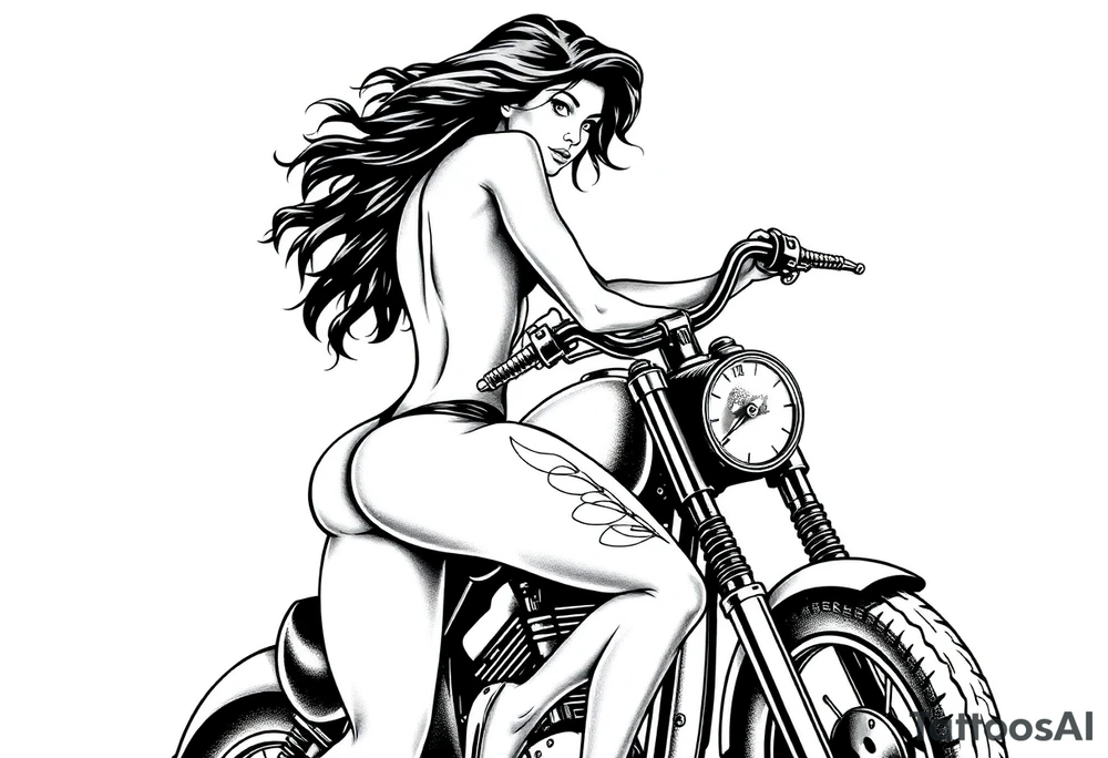 naked girl on motorcycle, slut tattoo idea
