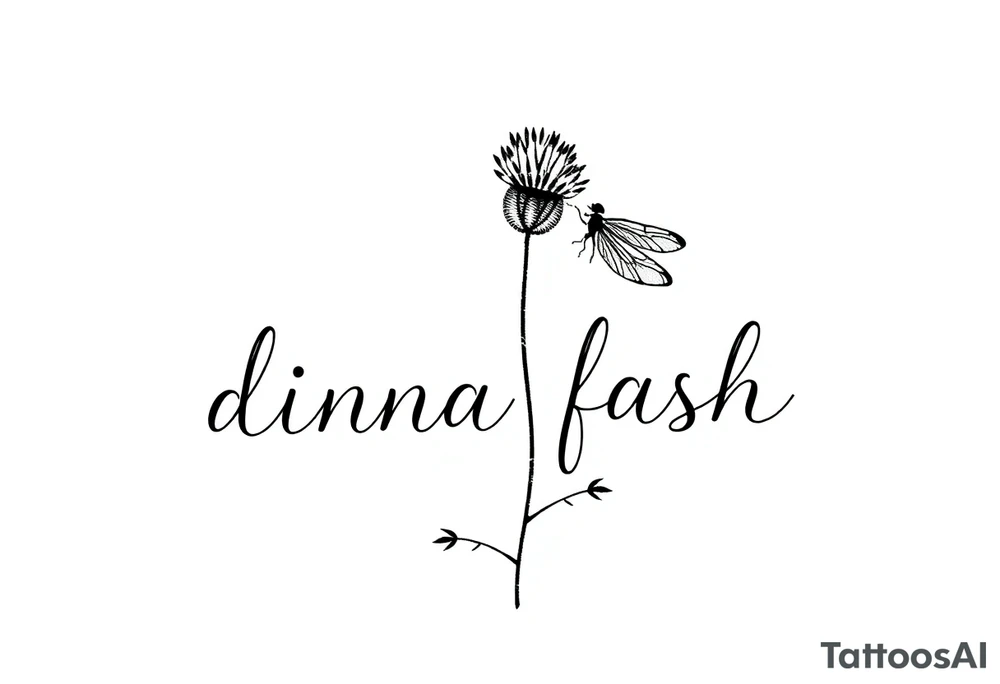 minimaliste thistle with dragonfly text : dinna fash tattoo idea minimaliste thistle with dragonfly text : dinna fash tattoo idea
