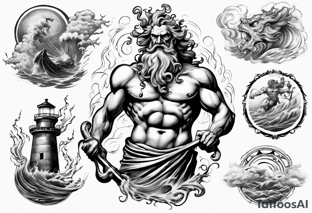 poseidon calling a storm tattoo idea