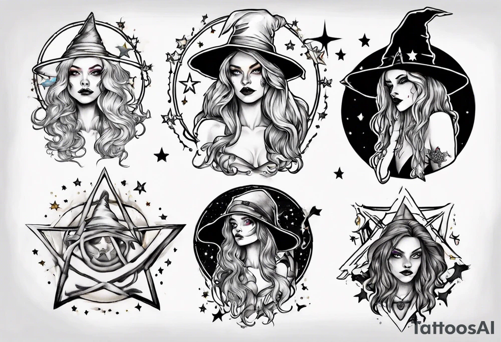 fantasy witchy. with stars tattoo idea