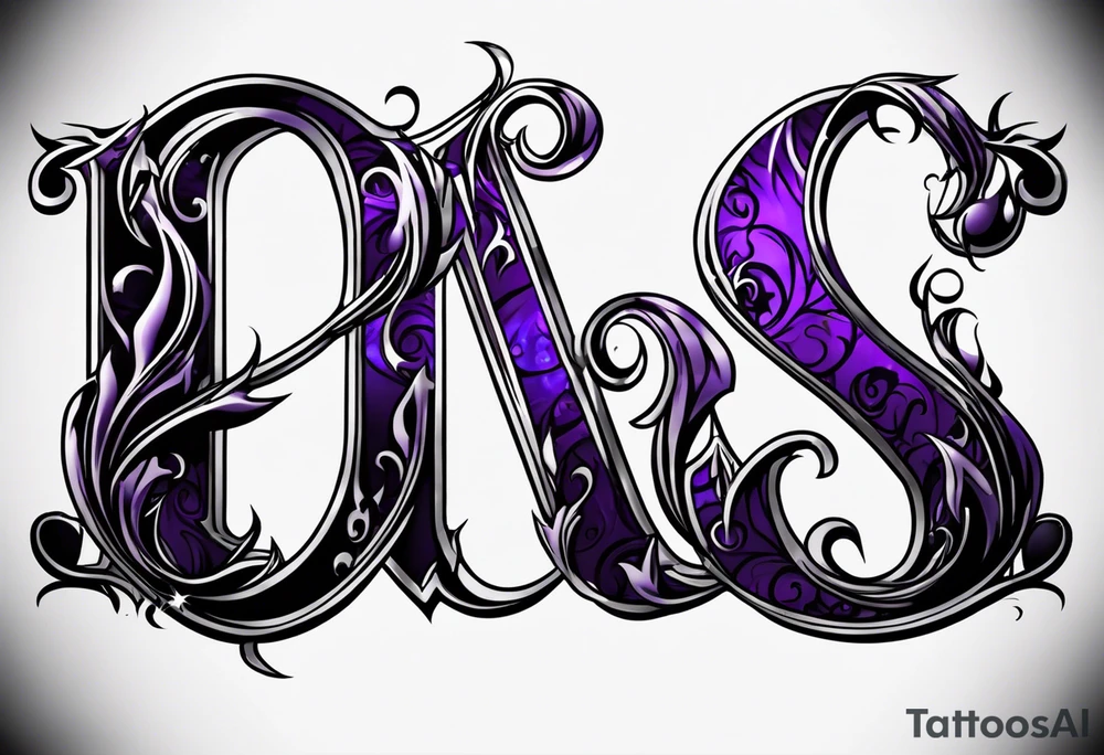 A cool purple and black looking flame surrounding letters OSK. In a trapstar looking font tattoo idea