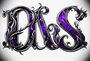 A cool purple and black looking flame surrounding letters OSK. In a trapstar looking font tattoo idea