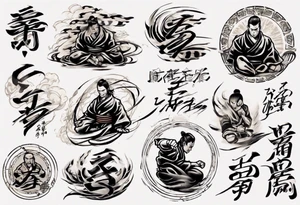 Powerful tattoo writing Jiu-Jitsu with Strong shadows and lines tattoo idea