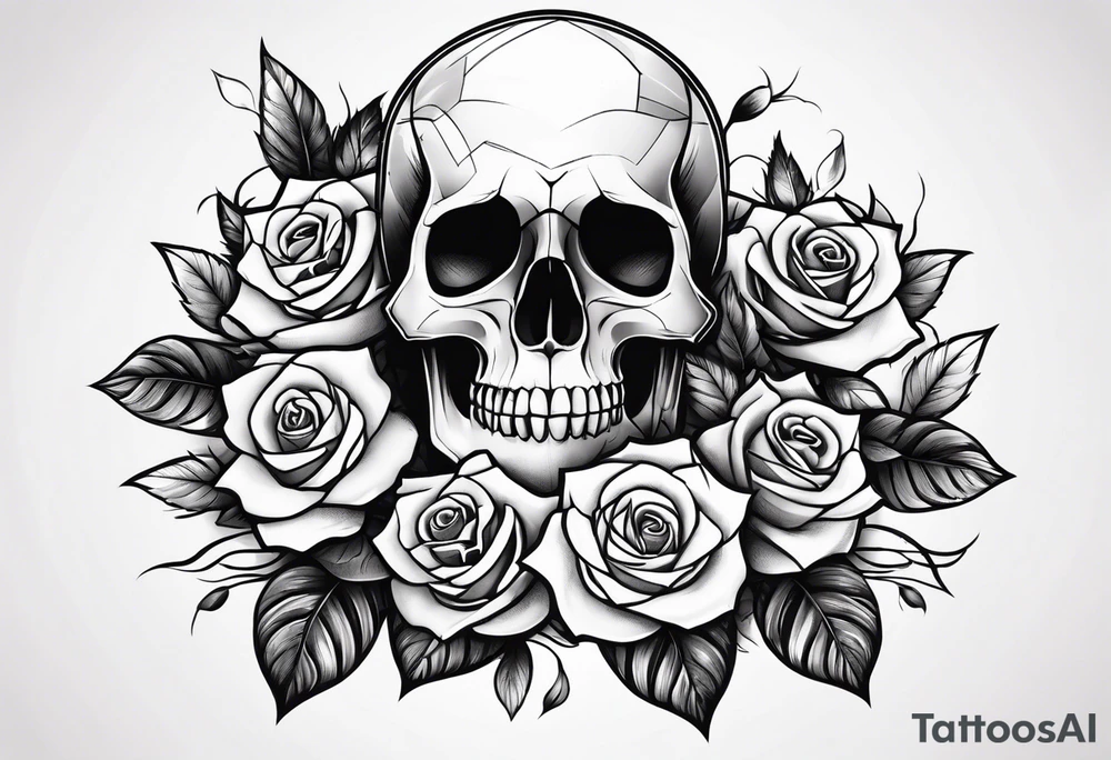 skull and roses tattoo idea