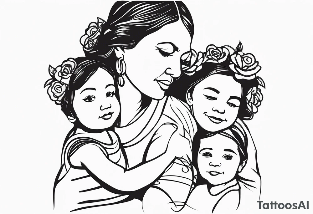 A mothers love and bond with 3 daughters a steo daughter and a grand daughter and a grandma tattoo idea