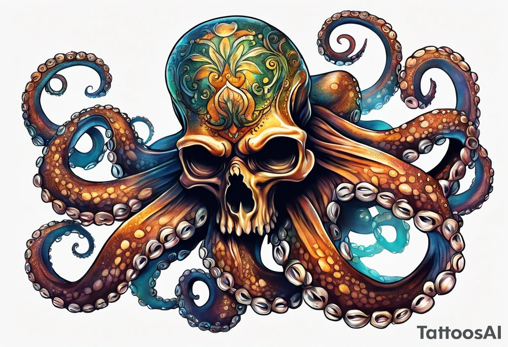 Octopus with skull tattoo idea