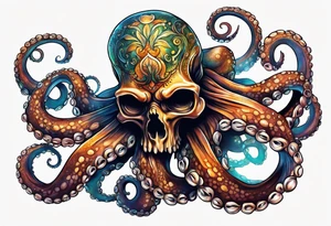 Octopus with skull tattoo idea