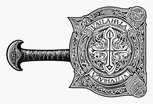 Valhalla sword viking funeral hatchet tattoo idea