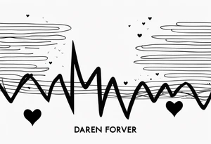 Heartbeat line intertwined with the words Darren Forever tattoo idea