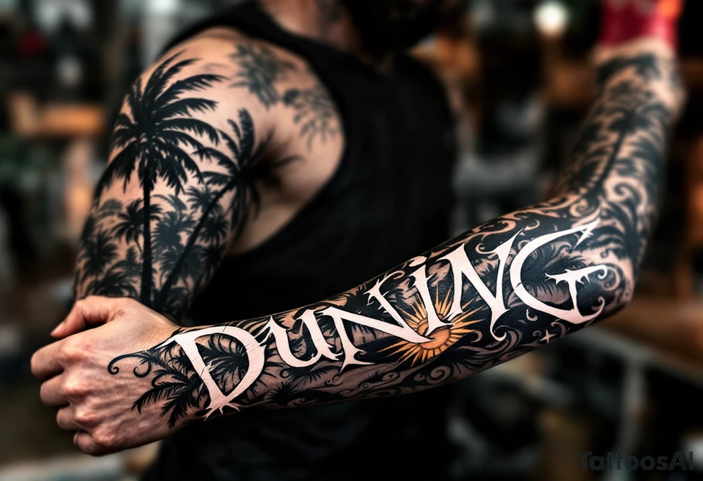 Dunning, Romanian theme with palm trees,sun, tattoo idea