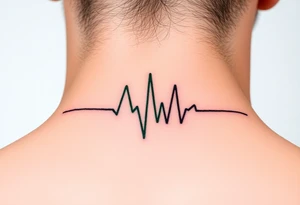 A heartbeat line forming the outline of a heartbeat monitor screen, with green, representing medical or life-saving connections. tattoo idea