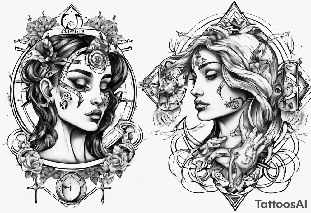Gemini and compas tattoo idea