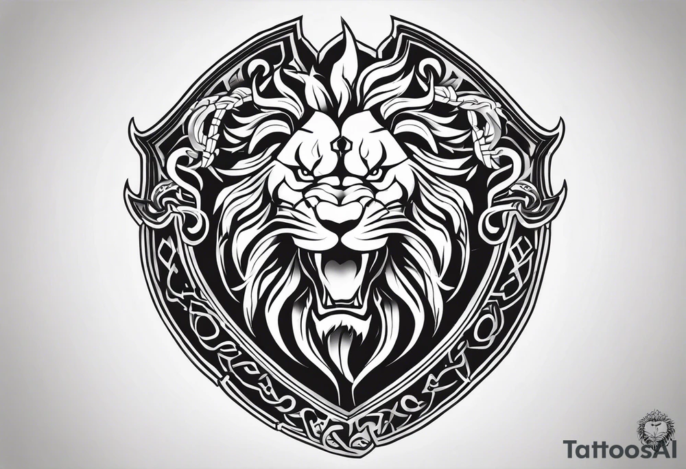 Valhalla sword shield lion dragon tattoo idea