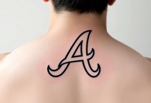 Atlanta Braves letter logo “A” with 3D skyline incorporated in the letter tattoo idea