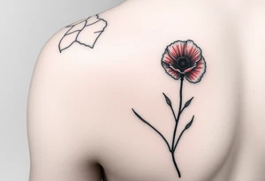 Crack in pavement at top of elbow (mostly horizontal cracks), poppy growing up back of upper arm. Airbrush flower (red). One line drawing tattoo idea