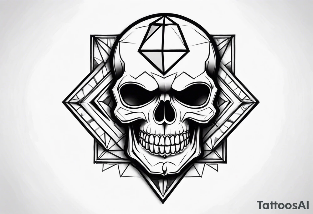 Skull with diamond teeth on the knee tattoo idea