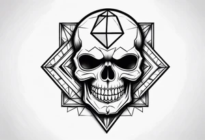 Skull with diamond teeth on the knee tattoo idea