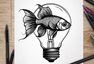 A beta fish inside of a lightbulb tattoo idea