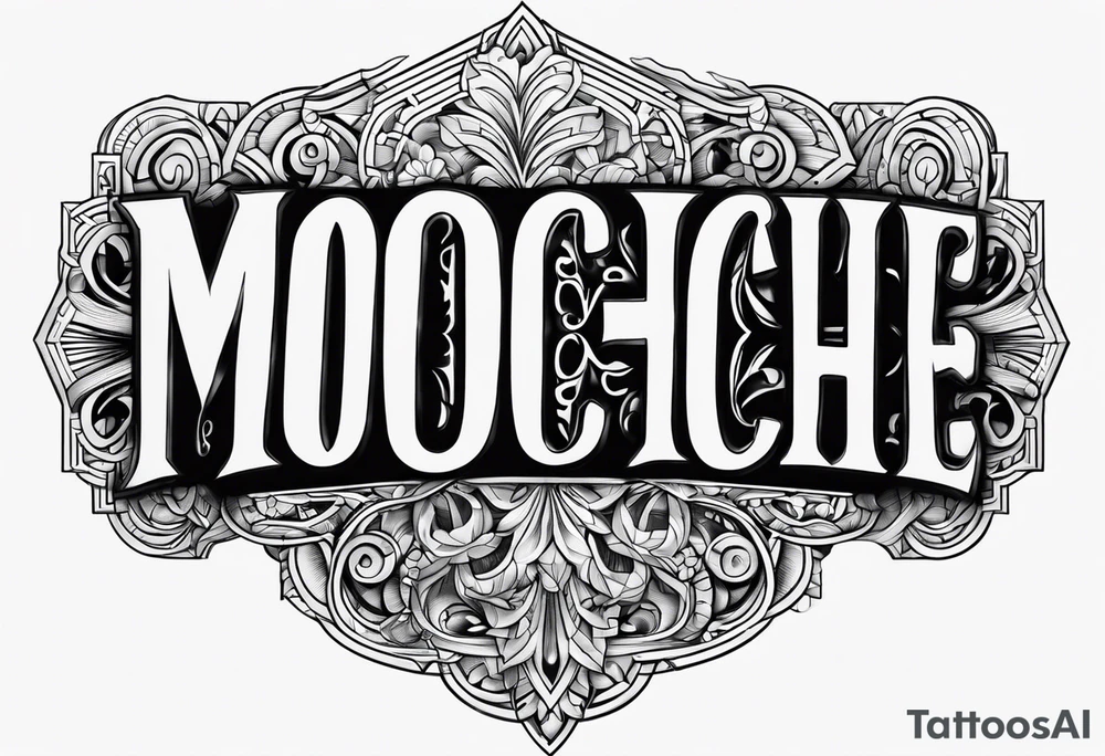 Draw the letters “Moochie” tattoo idea