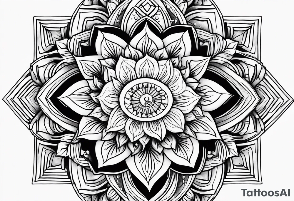 sun flower diamond fire tattoo idea