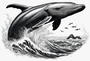 Backwards Breaching North Pacific humpback whale tattoo idea