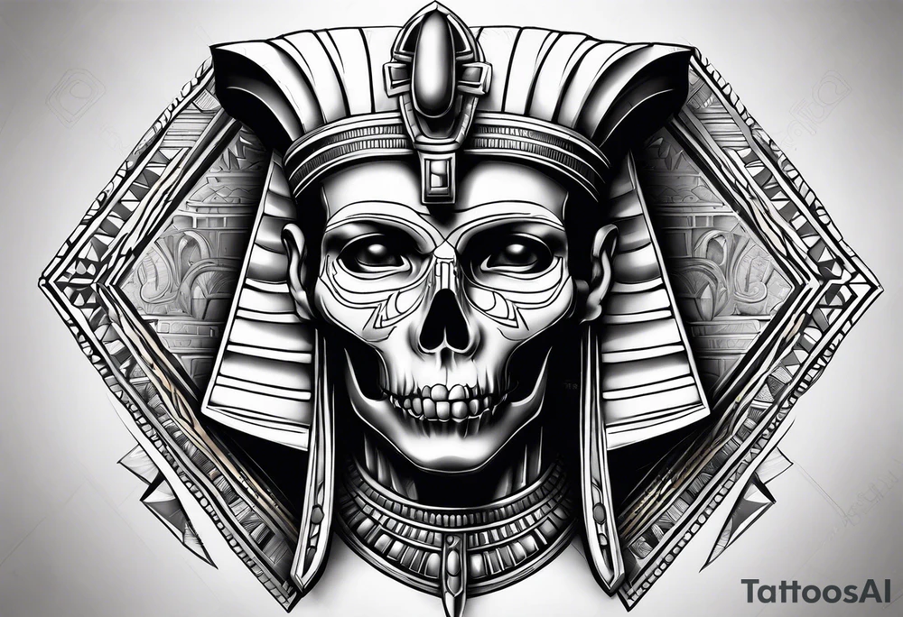 pharaoh skull realistic tattoo idea