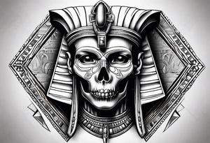 pharaoh skull realistic tattoo idea