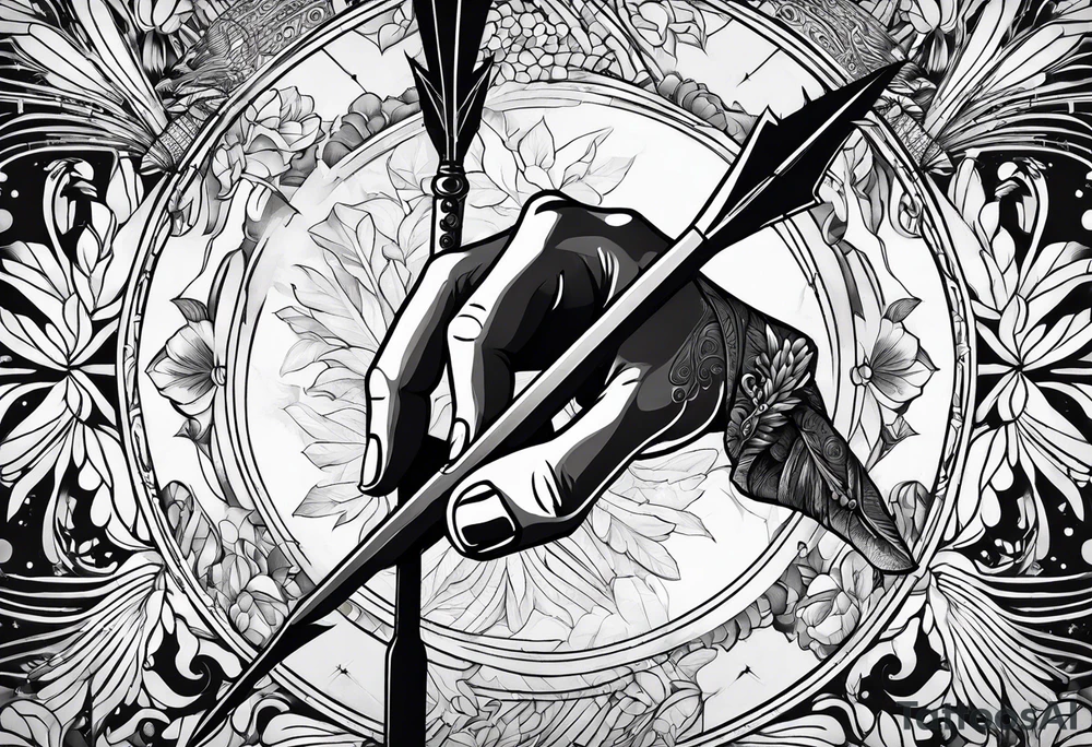 human hand stabbed by an arrow tattoo idea