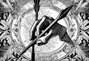 human hand stabbed by an arrow tattoo idea