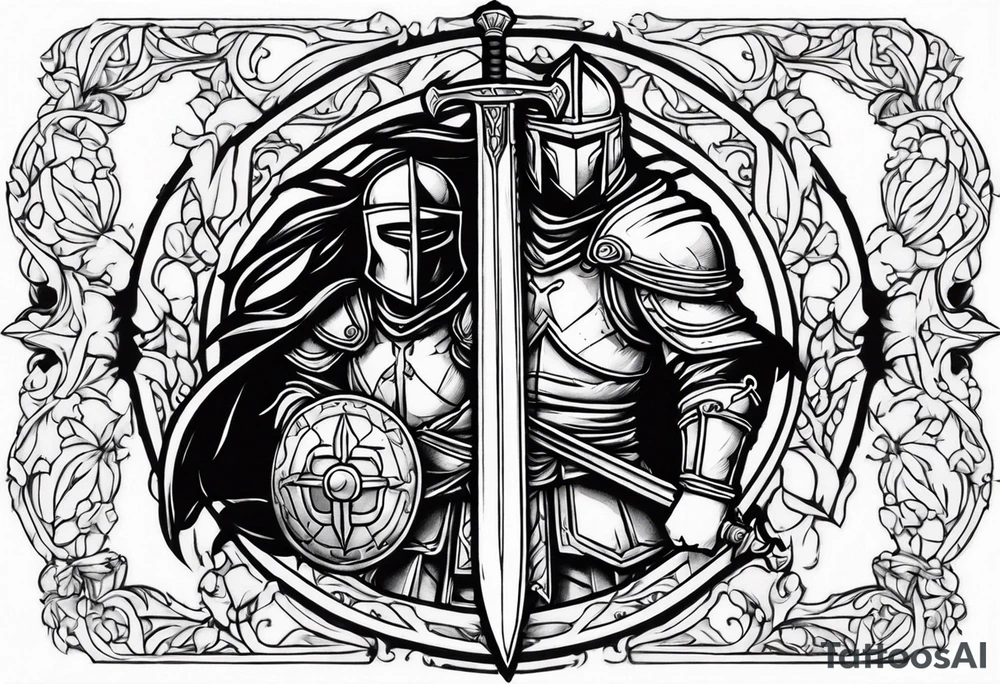 Crusader warriors with sword tattoo idea