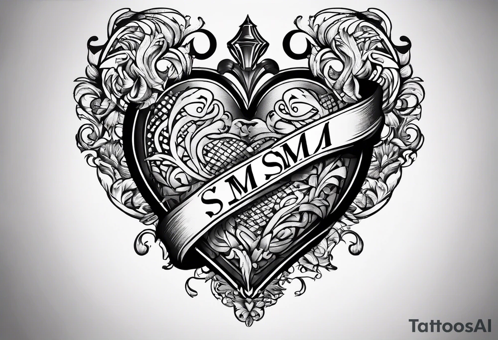Heart with the letters s and m tattoo idea