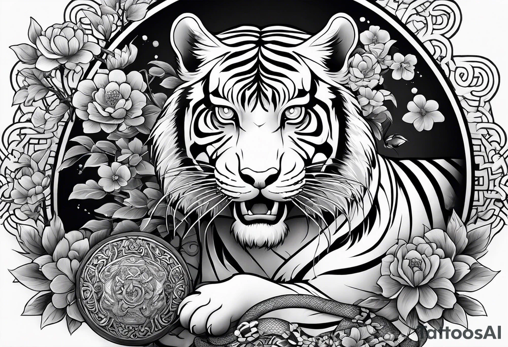 chinesische Mauer mit Tiger Ratte und schlange tattoo idea