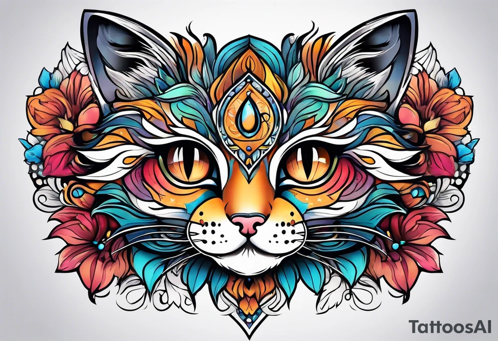 cute kitty face tattoo idea