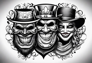Smile now cry later gangster art masks tattoo idea