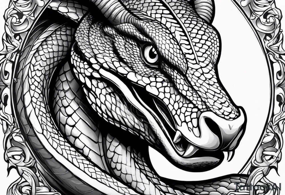 Python with horned head tattoo idea