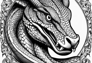 Python with horned head tattoo idea
