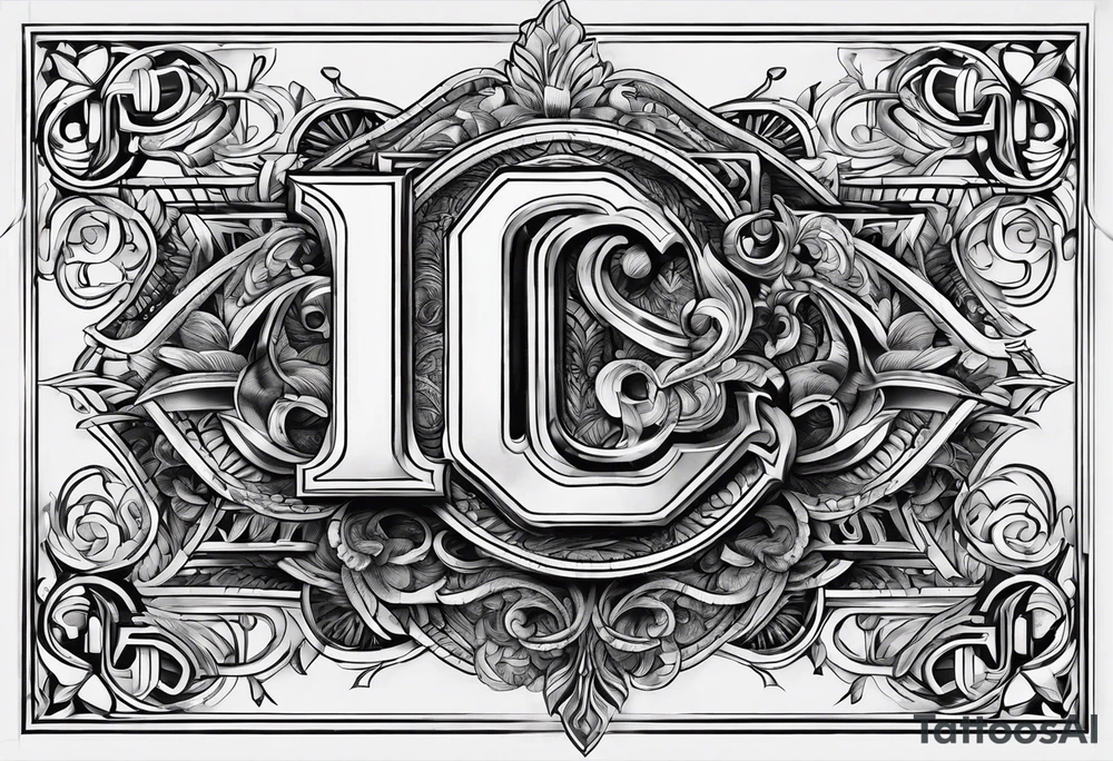 small fine line art with the letters L and C without brackground. focus is on the letters tattoo idea