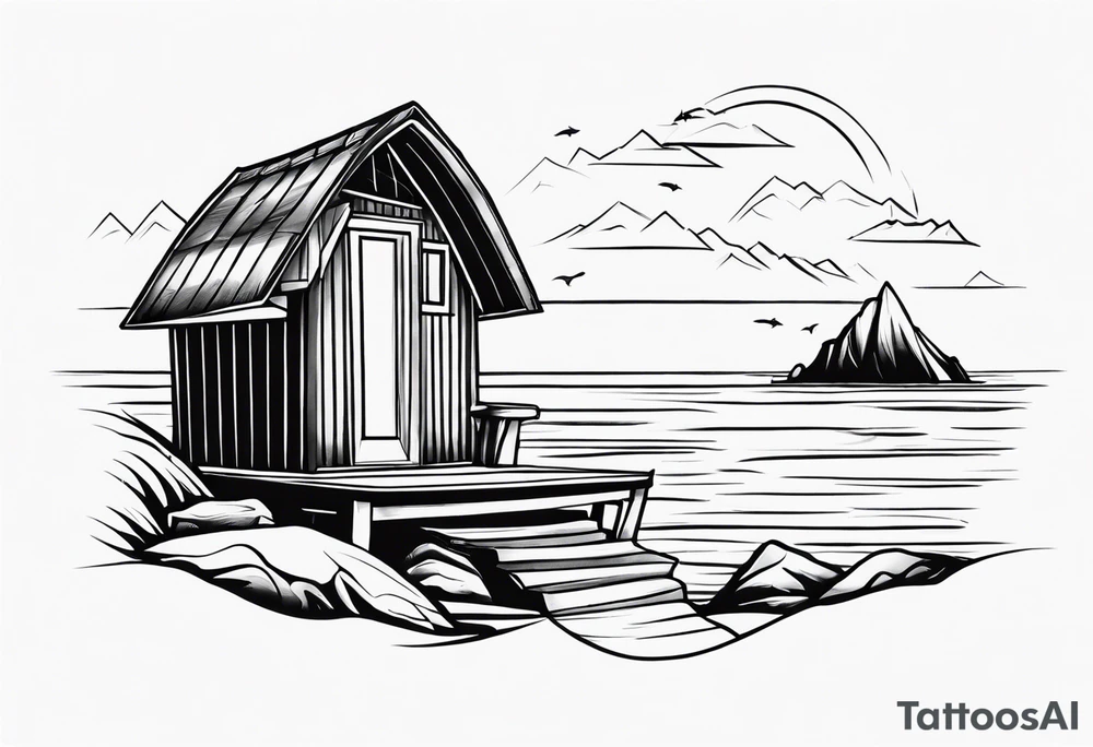 travel tattoo sea hut tattoo idea
