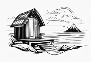 travel tattoo sea hut tattoo idea