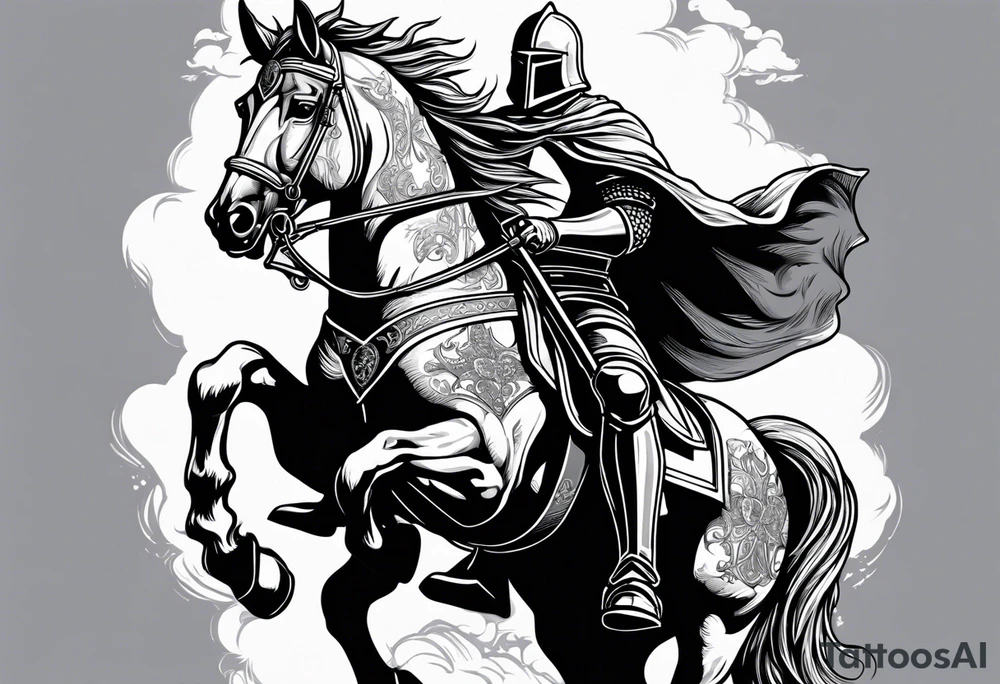 knight holding a bible over his head tattoo idea
