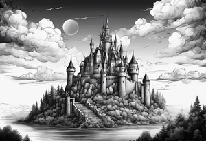 a castle floating in the sky tattoo idea