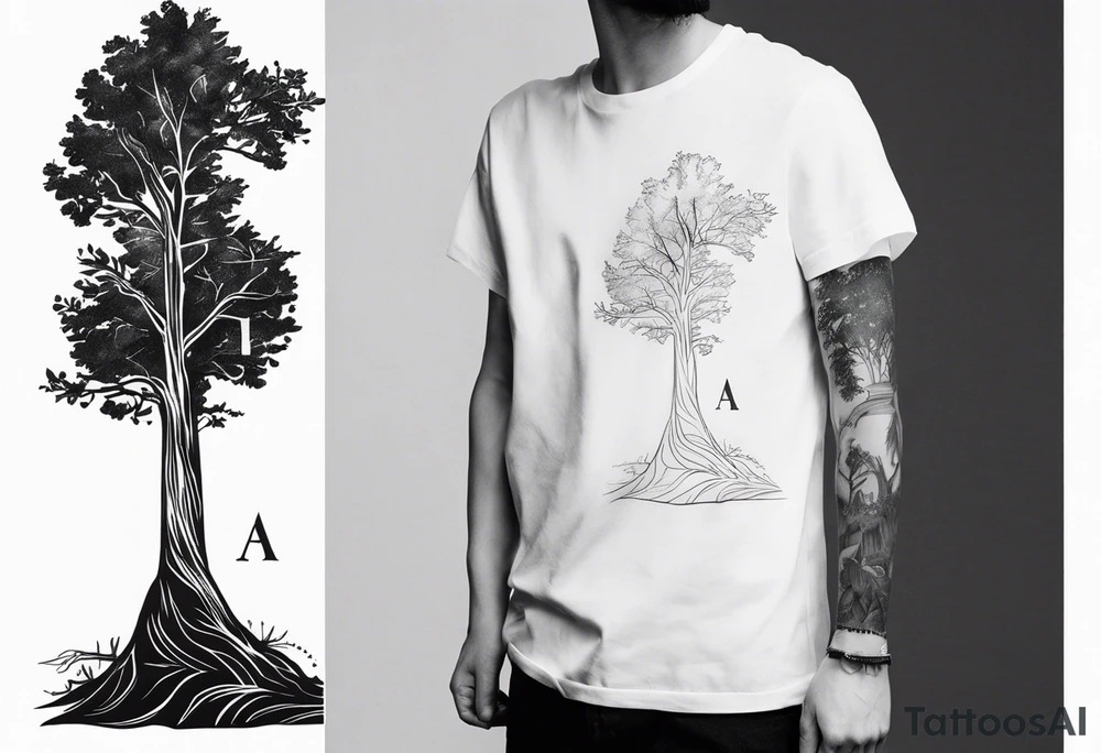 tree with the letter A tattoo idea